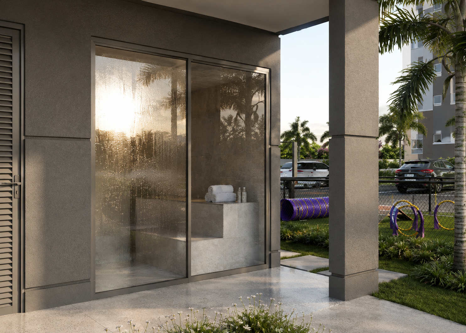 Sauna com ducha do Portal Encantos de Veneza